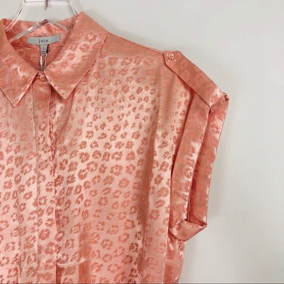 Joie NWT pink satin leopard mini belted dress S - Picture 6 of 13